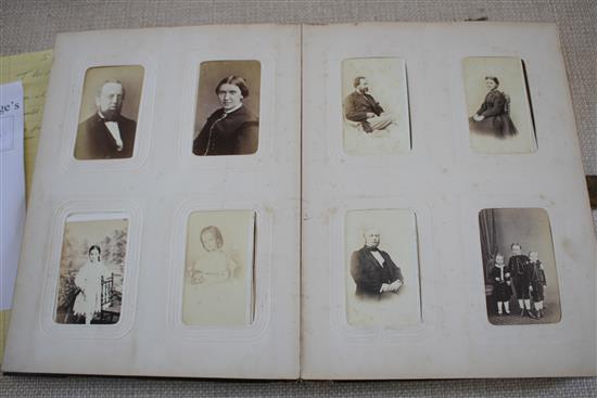 A Victorian photograph album containing 224 cabinet photographs of military figures, politicians, dignitaries, etc., qto, green moroc